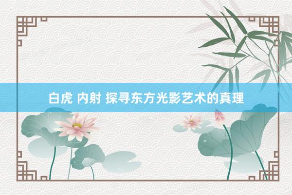 白虎 内射 探寻东方光影艺术的真理
