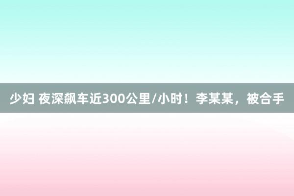少妇 夜深飙车近300公里/小时！李某某，被合手