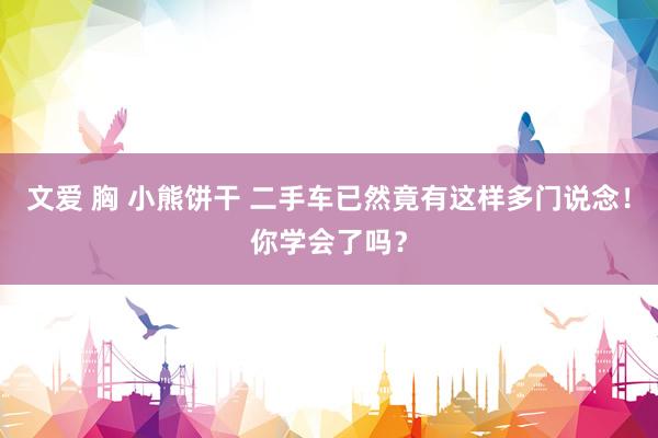文爱 胸 小熊饼干 二手车已然竟有这样多门说念！你学会了吗？