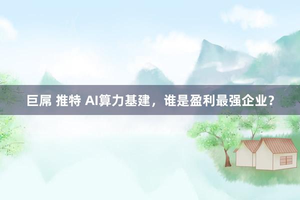 巨屌 推特 AI算力基建,谁是盈利最强企业?