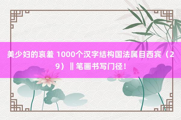 美少妇的哀羞 1000个汉字结构国法属目西宾（29）‖笔画书写门径！